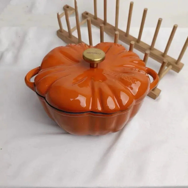 Small New Enamel Cast Iron Dutch Oven Pumpkin Pot