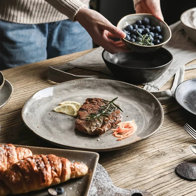 Japanese-Style Ceramic Dinner Serving Plate