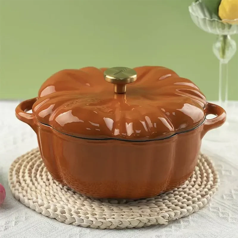 Small New Enamel Cast Iron Dutch Oven Pumpkin Pot