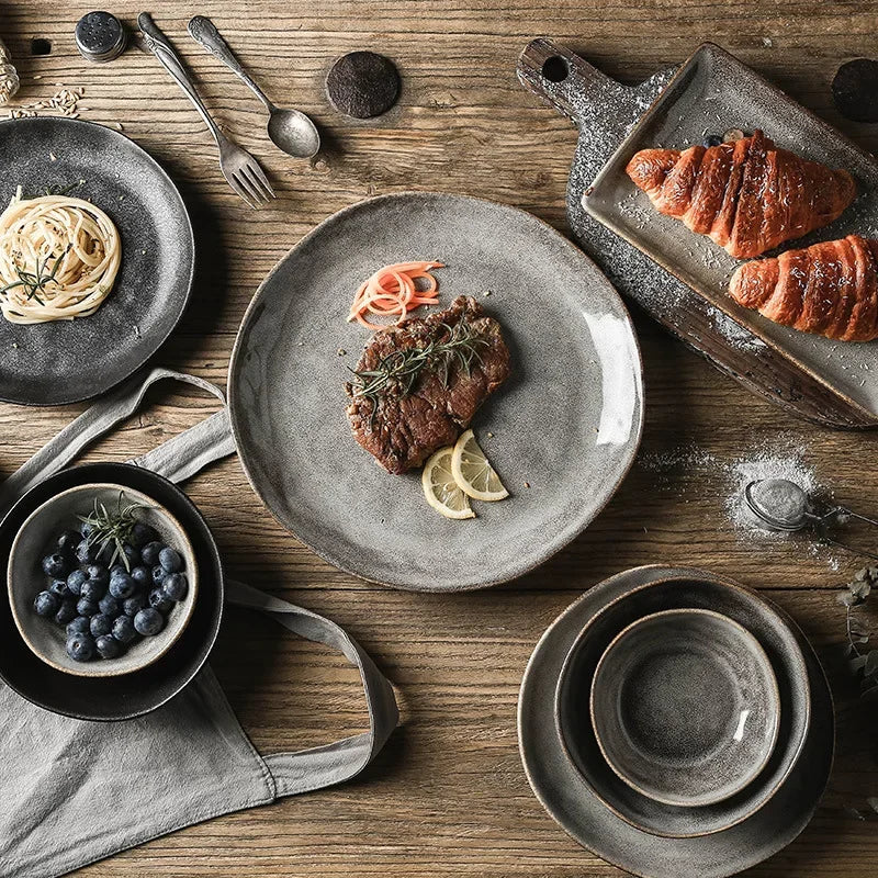 Japanese-Style Ceramic Dinner Serving Plate