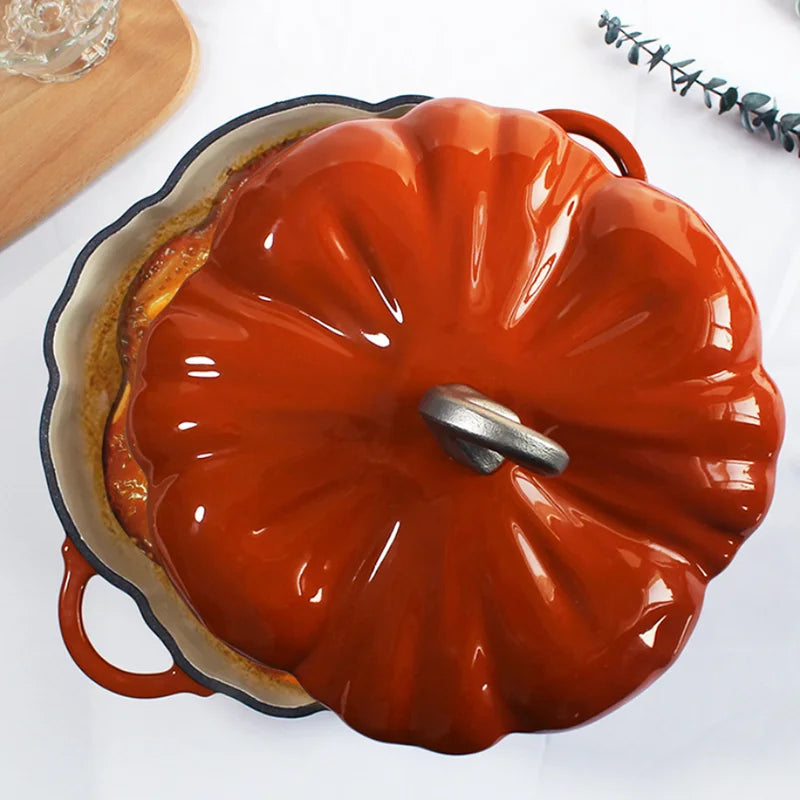 Small New Enamel Cast Iron Dutch Oven Pumpkin Pot