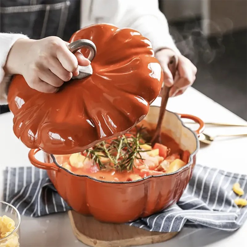 Small New Enamel Cast Iron Dutch Oven Pumpkin Pot