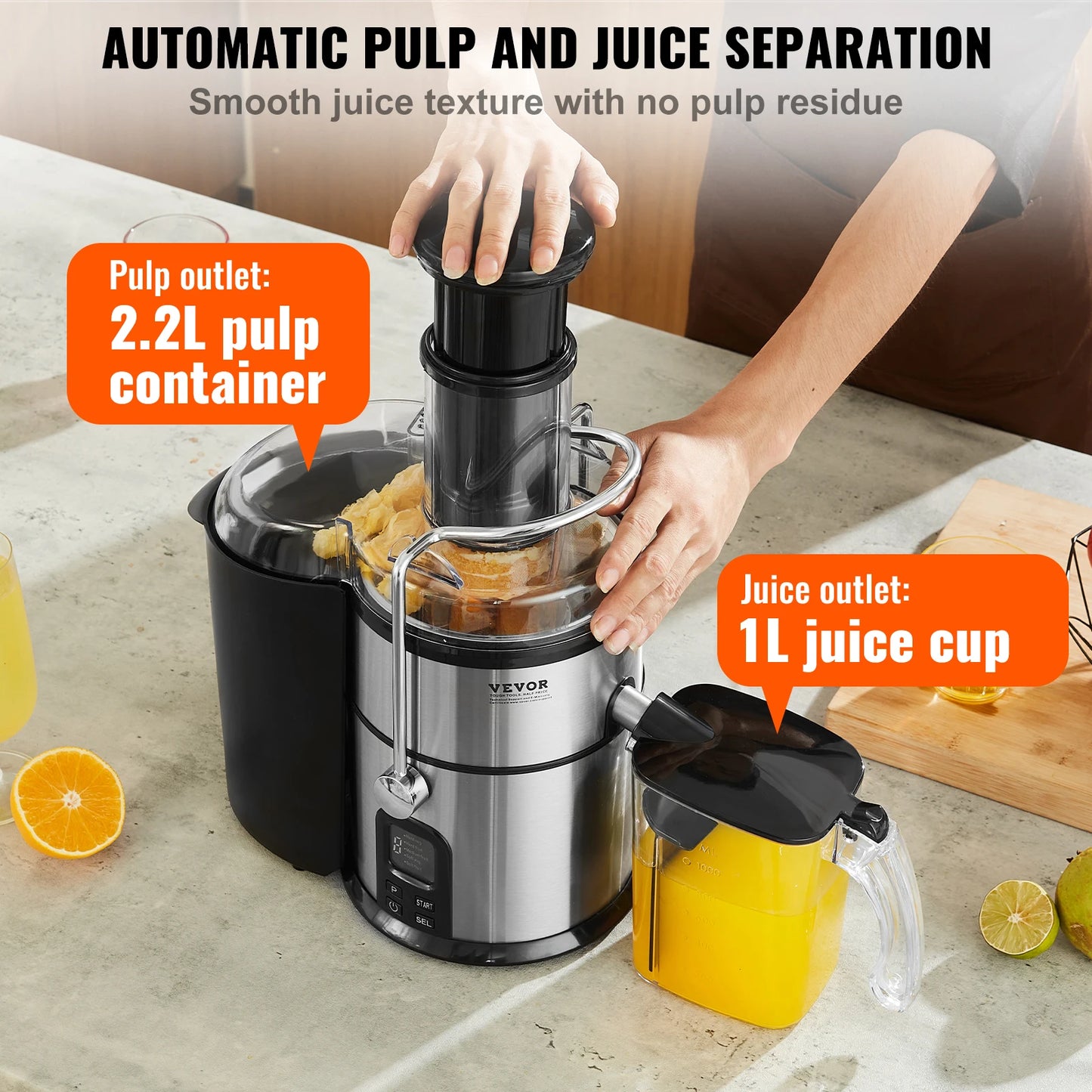 VEVOR Centrifugal Juicer mixer Machine Fruits Vegetables Juice Extractor portable mini blender